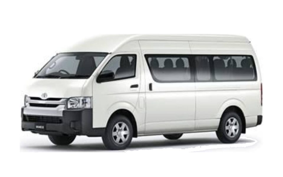 White high-roof passenger van